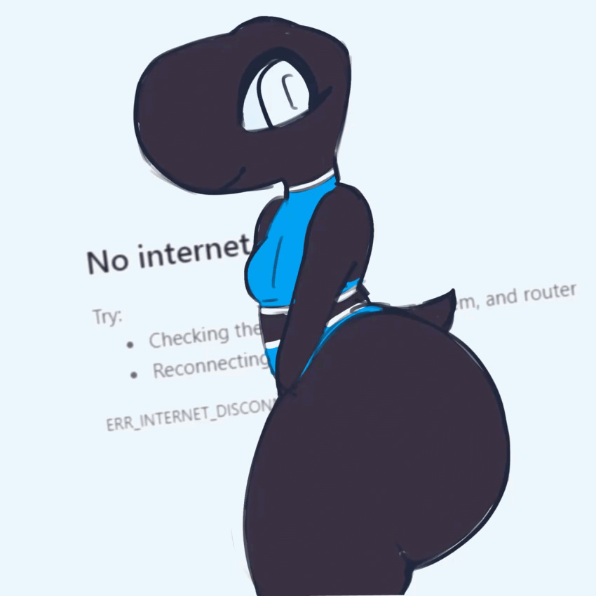 ambiguous_gender animated anthro big_butt butt dinosaur_(google_chrome) google google_chrome hands_in_lap hi_res huge_butt looking_back mochidango short_tail smile smirk solo sportswear tail text thick_thighs twerking