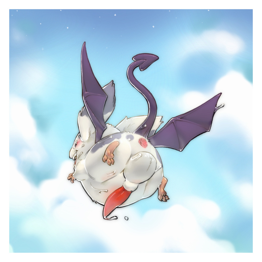 1:1 2023 3_fingers 3_toes absurd_res animal_genitalia animal_penis anthro anus balls bat_wings big_balls big_ears big_penis blush bodily_fluids butt claws cloud cloudscape cute_expression cute_eyes cute_fangs digital_media_(artwork) digital_painting_(artwork) dragon_quest dripping ears_up erection facing_aside fangs feet feral fingers flying flying_sweatdrops fur genital_fluids genitals hi_res looking_at_viewer male mammal membrane_(anatomy) membranous_wings nothingfishy134 nude open_mouth outside penis pink_anus precum precum_drip precum_string purple_tail purple_wings red_penis rodent semi-anthro sheath short_arms short_legs simple_background sky smile soles solo spade_tail spots spotted_body spotted_fur square_enix star starry_sky sweat sweatdrop tail tan_feet tan_hands teeny_sanguini teeth toe_claws toes white_balls white_body white_sheath wings