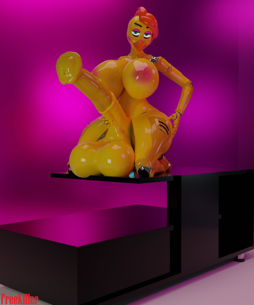 3d_(artwork) 4k animal_genitalia animal_penis animatronic balls big_balls big_breasts big_butt big_penis blender_(software) breasts butt chica_(fnaf) digital_media_(artwork) equine_genitalia equine_penis erection female five_nights_at_freddy's freekiller genitals glowing glowing_eyes hand_on_butt hand_on_penis hi_res huge_balls huge_breasts huge_butt huge_penis huge_thighs intersex intersex/female kneeling_on_desk looking_at_viewer machine metallic_body penis robot scottgames solo thick_thighs
