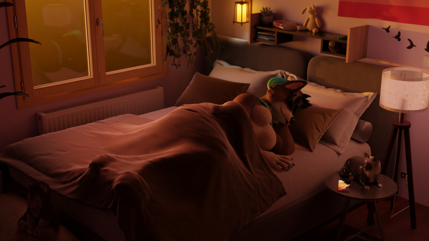 3d_(artwork) absurd_res bedroom blender_(software) blender_cycles covering digital_media_(artwork) hi_res itsjag sleeping