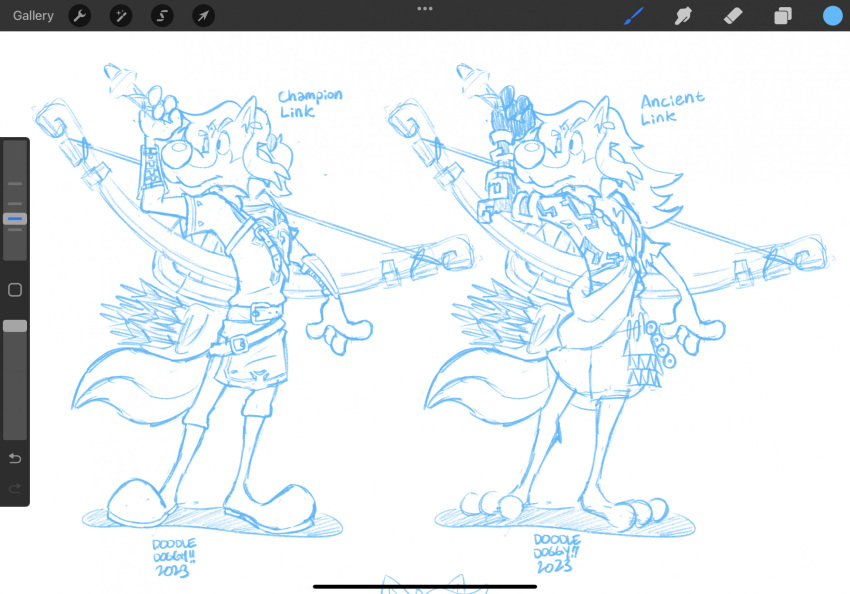 anthro canid canine canis doodledoggy hi_res humanoid hylian link_(wolf_form) male mammal master_sword melee_weapon nintendo procreate sketch solo sword the_legend_of_zelda toonkind toony weapon wolf zonai zonai_clothing zonai_technology