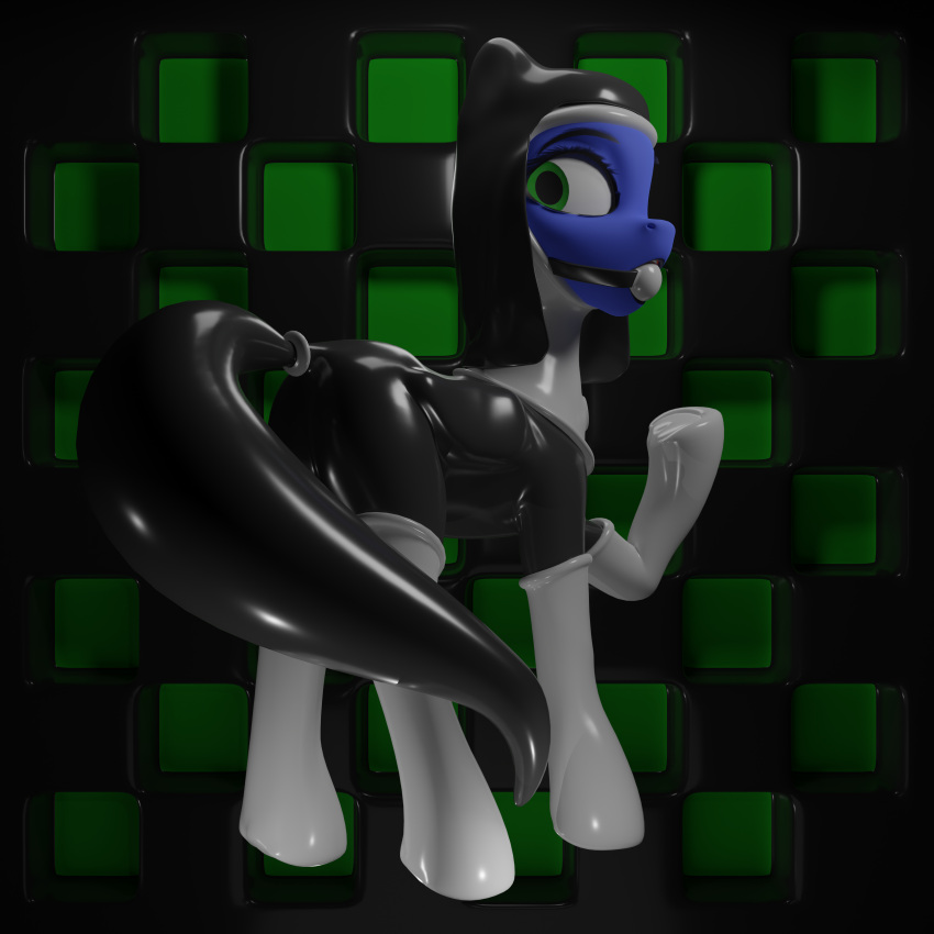 3d_(artwork) absurd_res ball_gag bat_pony blender_(software) clothing comorito digital_media_(artwork) equid female feral footwear gag hasbro hi_res hooves mammal my_little_pony nun rubber rubber_clothing rubber_suit socks solo underhoof