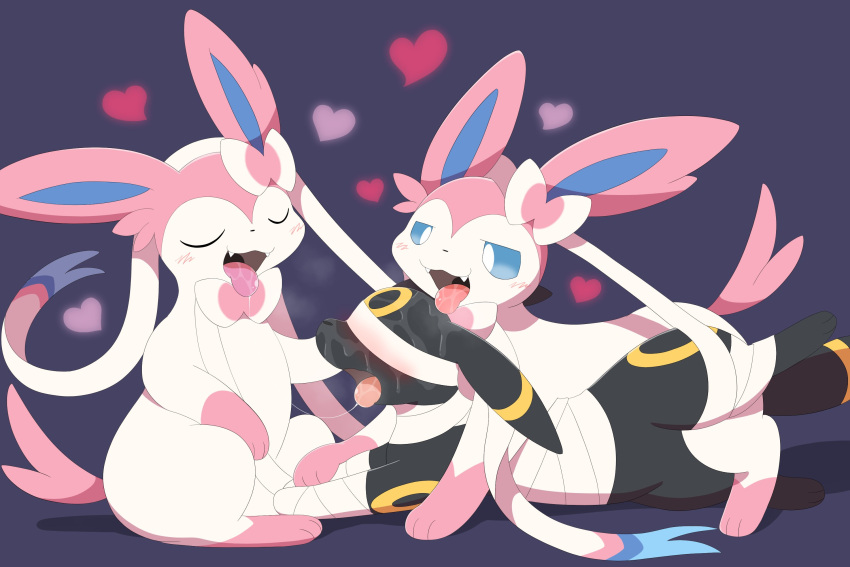 &lt;3 2023 3:2 arms_tied bdsm belly black_belly black_body black_ears black_nose black_paws black_tail blue_inner_ear blue_sclera blush blush_lines bodily_fluids bondage bound bow_(anatomy) cute_fangs draining dripping ear_tuft eeveelution embrace eyes_closed feral generation_2_pokemon generation_6_pokemon group hands_tied head_tuft hi_res legs_tied licking markings multicolored_ribbon nintendo open_mouth parupoke pink_ears pink_head pink_paws pink_tail pokemon pokemon_(species) pupils ribbon_bondage ribbons ribbons_(anatomy) saliva saliva_drip saliva_on_face saliva_on_tongue saliva_string salivating simple_background sylveon tail tied_body tongue tongue_out trio tuft umbreon white_belly white_body white_pupils yellow_markings