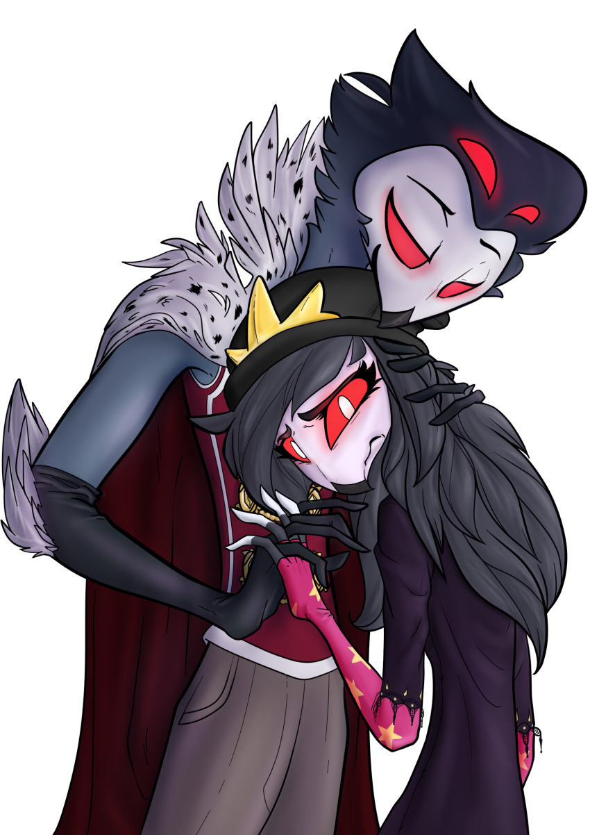 4_eyes absurd absurd_res age_difference alpha_channel anthro armwear avian beak beanie bird bottomwear cape clothed clothing comforting daughter_(lore) demon duo duo_focus elbow_gloves father_(lore) father_and_child_(lore) father_and_daughter_(lore) feathers female formal formal_clothing formal_wear gloves grey_body grey_feathers group hand_holding handwear hat headgear headwear helluva_boss hi_res implied_incest incest_(lore) leaning_on_another looking_at_another looking_down looking_unpleasured male male/female multi_eye octavia_(helluva_boss) older_male owl owl_demon parent_(lore) parent_and_child_(lore) parent_and_daughter_(lore) red_eyes red_sclera res ritz shaded simple_background smile standing stolas_(helluva_boss) sweater taller_male topwear transparent_background white_face worried worried_face worried_look young younger_female