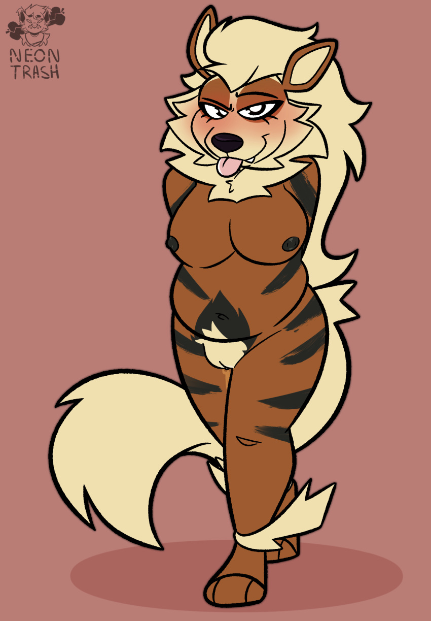 amelia_moore anthro arcanine big_breasts breasts canid female generation_1_pokemon genitals hi_res looking_at_viewer mammal ne0n_trash nintendo nude pokemon pokemon_(species) pussy simple_background slightly_chubby smile solo tongue tongue_out