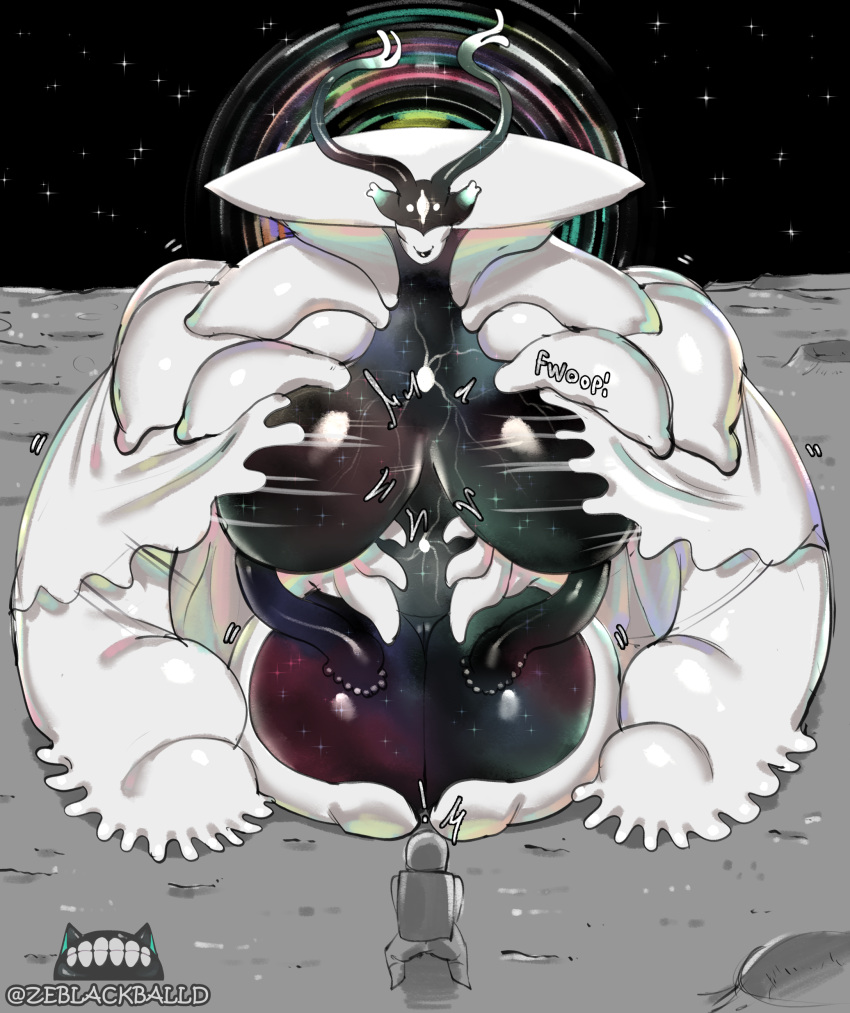 absurd_res ambiguous_gender artist_logo big_breasts breasts english_text eyeless female genitals hi_res huge_breasts human humanoid kneeling larger_female logo mammal not_furry pussy size_difference smaller_ambiguous text the_nova thick_thighs ze_blackball.d