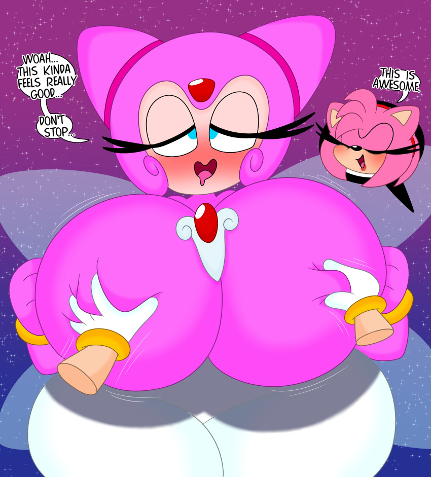 2023 3barts 4k absurd_res accessory amy_rose anthro big_breasts blue_eyes blush bodily_fluids bouncing_breasts breast_grab breast_jiggle breast_squish breasts clothing cosmic_background curvaceous curvy_figure detailed_background dialogue digital_drawing_(artwork) digital_media_(artwork) dress drooling duo english_text eulipotyphlan eyelashes eyes_closed fairy female female/female fingers fur gloves hair hair_accessory hairband hand_on_breast handwear hedgehog hi_res hourglass_figure huge_breasts humanoid jiggling lumina_flowlight mammal multicolored_body multicolored_fur nipple_fetish nipple_outline nipple_pinch nipple_play open_mouth pinch pink_body pink_fur pink_hair saliva sega short_hair smile sonic_shuffle sonic_the_hedgehog_(series) space space_background squish tan_body tan_fur tan_skin text thick_thighs tongue two_tone_body two_tone_fur voluptuous wide_hips wings