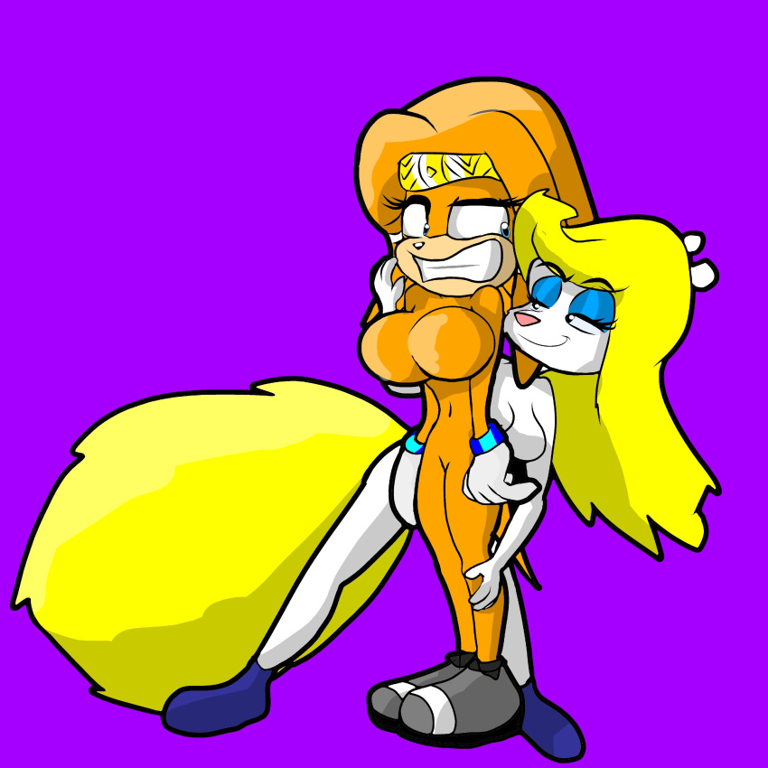 absurd_res animaniacs blonde_hair clothing crossover echidna eyeshadow female female/female footwear footwear_only fur gloves gloves_only hair handwear handwear_only hi_res jewelry makeup mammal minerva_mink mink monotreme mostly_nude mustelid musteline nude orange_body orange_fur sega shoes shoes_only sonic_adventure sonic_the_hedgehog_(series) sonic_x tikal_the_echidna toottootsonicwarrior_(artist) true_musteline warner_brothers