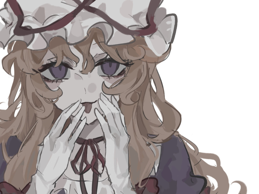 1girl frilled_hat frilled_shirt_collar frilled_sleeves frills hat highres shindiyue solo touhou yakumo_yukari