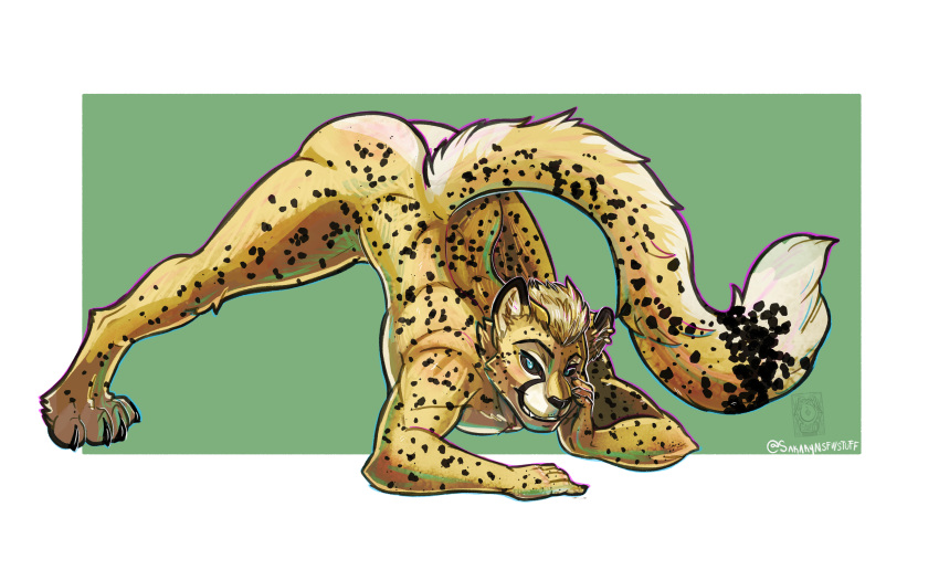 absurd_res anal anal_vore anthro cheetah felid feline hi_res jack-o'_pose macro male male/male mammal micro pose selreini_(character) solo vore
