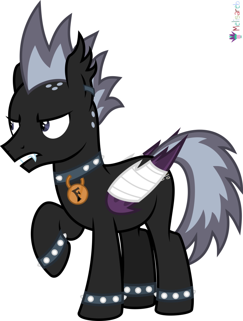 2023 absurd_res alpha_channel alphabet_(mike_salcedo) bandage bat_pony bat_wings black_body bracelet collar equid f_(mike_salcedo) fangs feral hair hasbro hi_res hooves jewelry male mammal melisareb membrane_(anatomy) membranous_wings mohawk multicolored_hair my_little_pony ponification raised_hoof red_hair signature simple_background solo spiked_bracelet spiked_collar spikes teeth transparent_background two_tone_hair wings