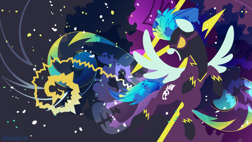 absurd_res blue_hair clothing cutie_mark equid equine eyewear female friendship_is_magic goggles hair hasbro hi_res mammal my_little_pony pegasus sambaneko shadowbolts_(mlp) silhouette skinsuit solo tight_clothing wallpaper wings