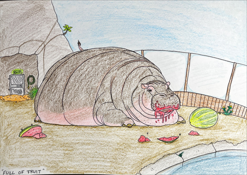 common_hippopotamus degen_gulch fat_female female feral hi_res hippopotamid immobile mammal obese obese_feral overweight overweight_feral solo