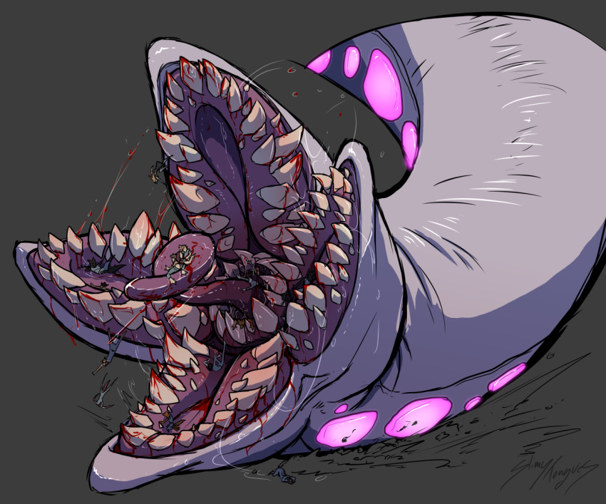 blood bodily_fluids gore hard_vore open_mouth teeth vore worm