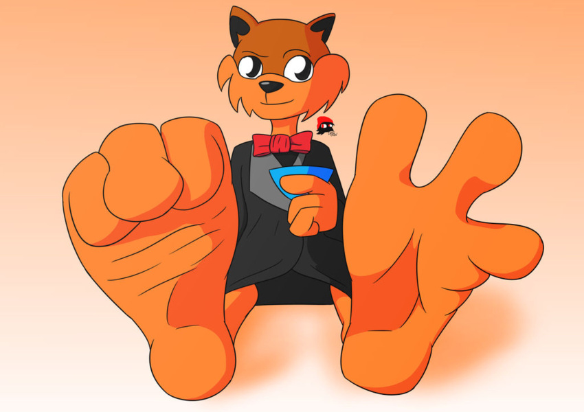 2018 3_toes 4_fingers absurd_res ambiguous_gender anthro barefoot birbbythefoot black_clothing black_nose bow_tie brown_body brown_fur canid canine clothing countershade_face countershading feet fingers foot_fetish foot_focus fox fur gradient_background hi_res looking_at_viewer mammal orange_background orange_body orange_fur prick_ears red_bow_tie shadow simple_background sitting smile smiling_at_viewer solo spread_toes toe_curl toes white_background wrinkled_feet wrinkled_soles wrinkles