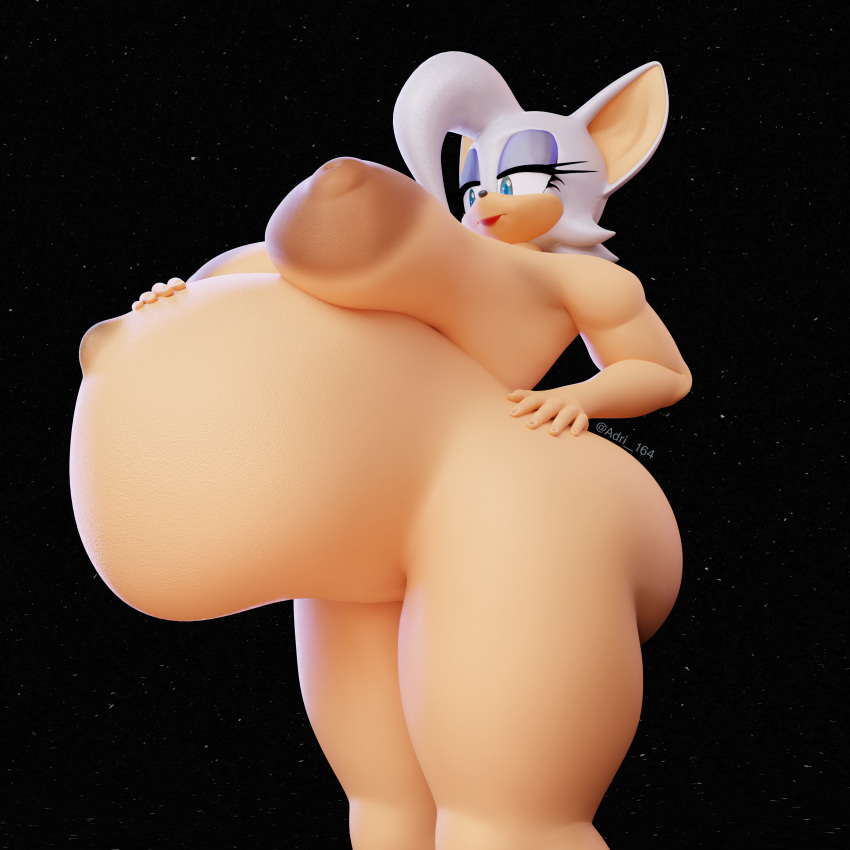 absurd_res adri164 areola bat belly big_areola big_belly big_breasts big_butt big_ears breasts brown_areola butt female hand_on_hip hi_res hyper hyper_belly lipstick makeup mammal navel nipples pregnant rouge_the_bat sega solo sonic_the_hedgehog_(series)