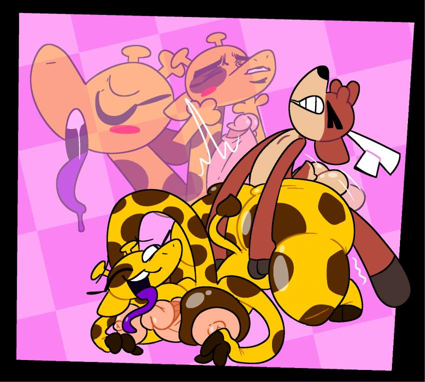 ahegao anthro areola balls big_balls big_breasts breasts cain_(superiorfoxdafox) deer doggystyle female from_behind_position genitals giraffe giraffid gynomorph hi_res intersex intersex/male kcstando long_neck looking_pleasured mabel_(kcstando) male male/female mammal sex solo thick_thighs