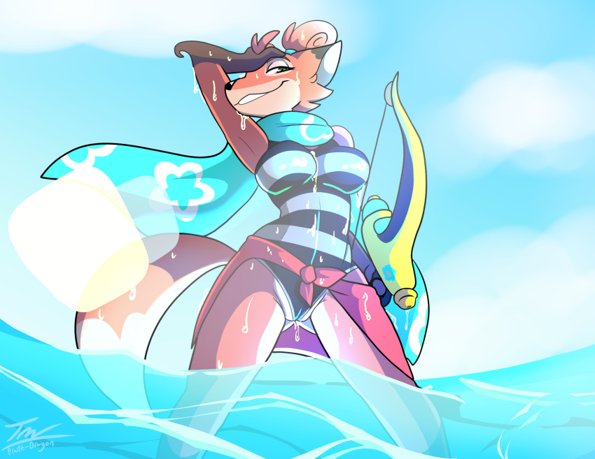 anthro canid canine clothing female fleet_(dungeons_of_aether) fox hi_res mammal prate-dragon rivals_of_aether sea solo swimwear water