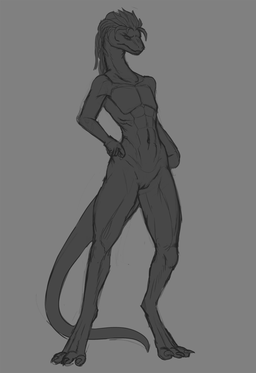 anthro divinity:_original_sin_2 divinity_(series) eisekil female greyscale hi_res lizard lizard_(divinity) lizardman mahalia_(eisekil) monochrome nude nude_anthro reptile scalie sketch sketchy solo