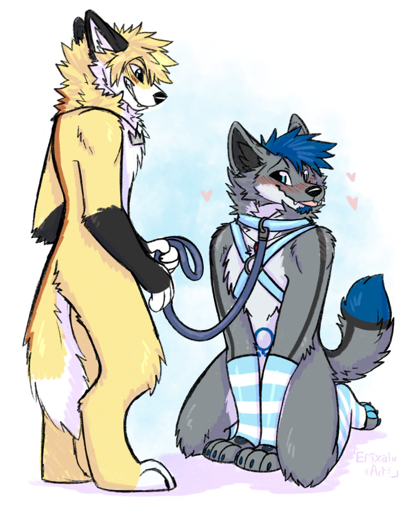 anthro collar dominant duo erixalu gau girly harness hi_res love male male/male master pet submissive