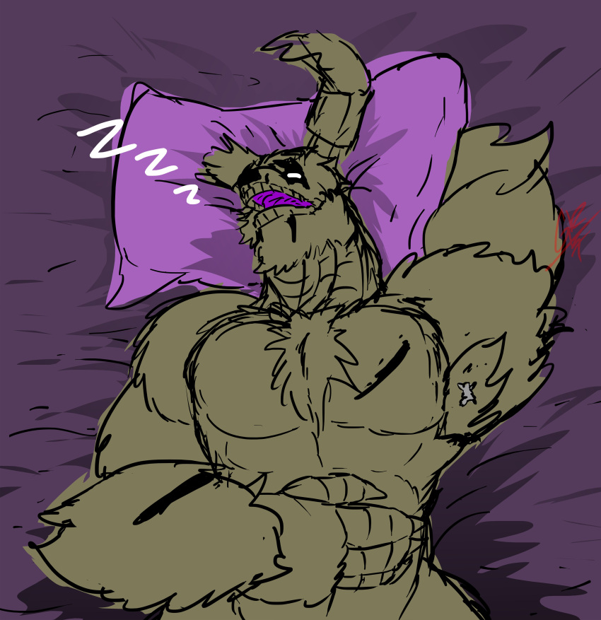 2023 absurd_res ambiguous_gender anon anthro armpit_fetish armpit_hair armpit_play barazoku biceps biped body_hair chest_fur digital_media_(artwork) duo extreme_size_difference eyes_closed five_nights_at_freddy's five_nights_at_freddy's_3 fur green_body green_fur grey_body grey_skin grilder123 hi_res human lagomorph leporid lying male male/ambiguous mammal micro muscular muscular_anthro muscular_male nude on_back open_mouth pecs pillow rabbit scottgames size_difference sketch sleeping sound_effects springtrap_(fnaf) teeth tuft vowelless vowelless_sound_effect zzz