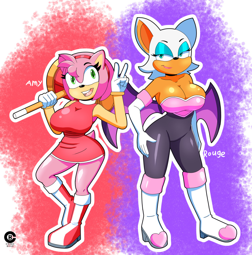 absurd_res amy_rose anthro batgirl cranebear duo english_text eulipotyphlan female hammer hedgehog hi_res mammal rouge_the_bat sega sonic_the_hedgehog_(series) text tools