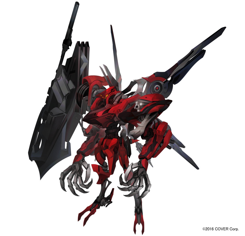 absurdres aircraft copyright full_body highres holostars holostars_english mecha nishikikope no_humans official_art r-trus_(machina_x_flayon) robot solo white_background