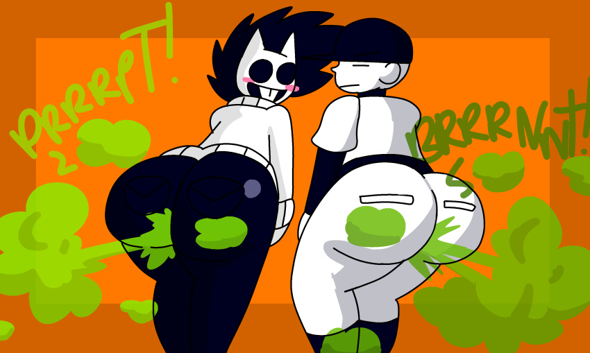 brappycatty butt duo embarrassed fart fart_fetish gas_cloud hi_res human male male/male mammal off_(game) the_batter_(off) zacharie_(off)