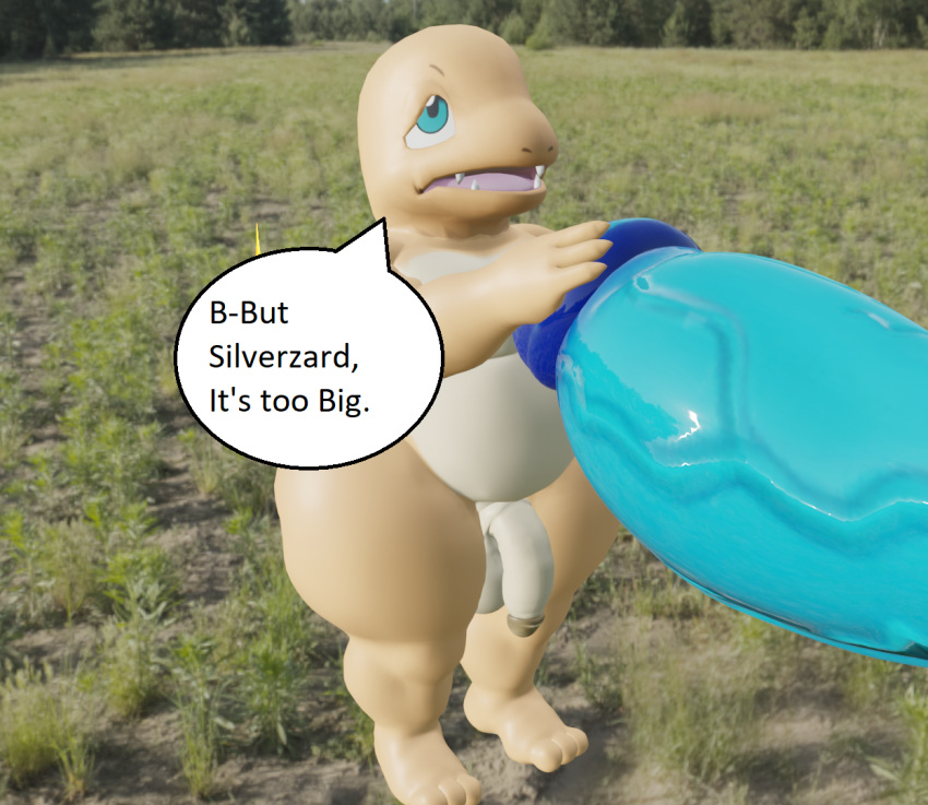 2023 3d_(artwork) anthro balls big_penis blender_(software) blender_eevee charmander digital_media_(artwork) duo english_text flaccid generation_1_pokemon genitals goeybowser holding_penis huge_penis hyper hyper_genitalia hyper_penis looking_at_another male male/male nintendo penis pokemon pokemon_(species) silverzard text