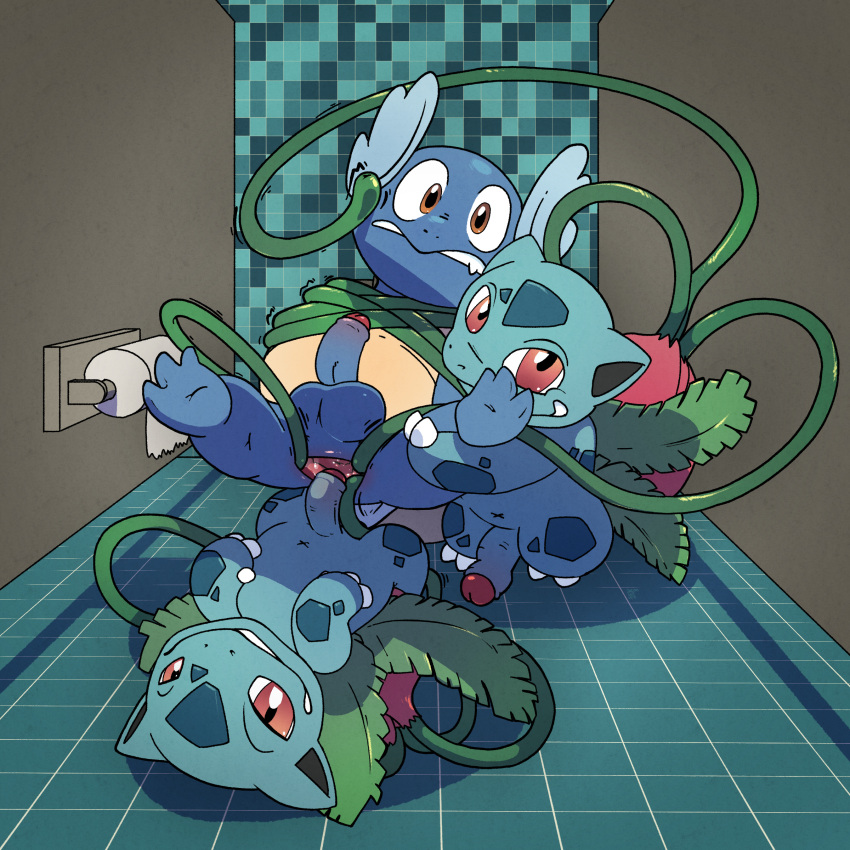 absurd_res anal anal_penetration anus argon_vile balls bathroom bite biting_lip biting_own_lip bound_by_tentacles erection foreskin gaping gaping_anus generation_1_pokemon genitals group group_sex hi_res hot_dog_down_a_hallway ivysaur looking_at_viewer male male/male nintendo partially_retracted_foreskin penetration penis plant pokemon pokemon_(species) public_restroom restrained restroom_stall sex spread_anus spread_legs spreading suspended_in_midair suspended_via_tentacles suspension tentacle_around_waist tentacle_in_ass tentacle_penetration tentacle_sex tentacles threesome tile trio vines wartortle worried