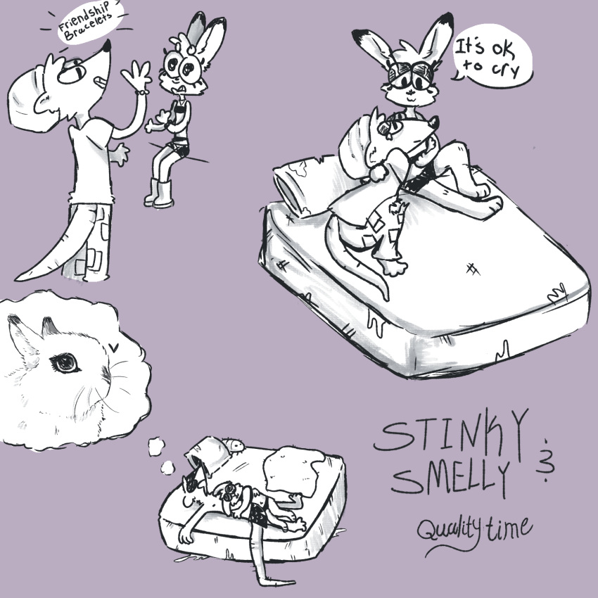 anthro cuddling didelphid domestic_rabbit dream duo dwarf_hotot dwarf_rabbit female hi_res lagomorph leporid male male/female mammal marsupial oryctolagus rabbit relationship smelly_(stinkyandsmelly) stinky_(stinkyandsmelly) stinkyandsmelly therapy water_opossum