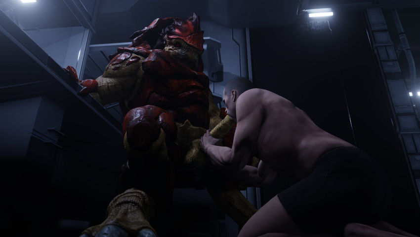 3d_(artwork) alien back_muscles balls big_dom_small_sub big_penis brown_body butt cheap-wazoo clothing commander_shepard digital_media_(artwork) dominant duo erection genitals hi_res human human_on_humanoid human_penetrated humanoid humanoid_penetrating humanoid_penetrating_human interspecies krogan larger_humanoid larger_male male male/male mammal mass_effect multicolored_body muscular muscular_human muscular_humanoid muscular_male nude oral oral_penetration penetration penis red_body sex size_difference smaller_human smaller_male smaller_penetrated underwear urdnot_wrex yellow_body