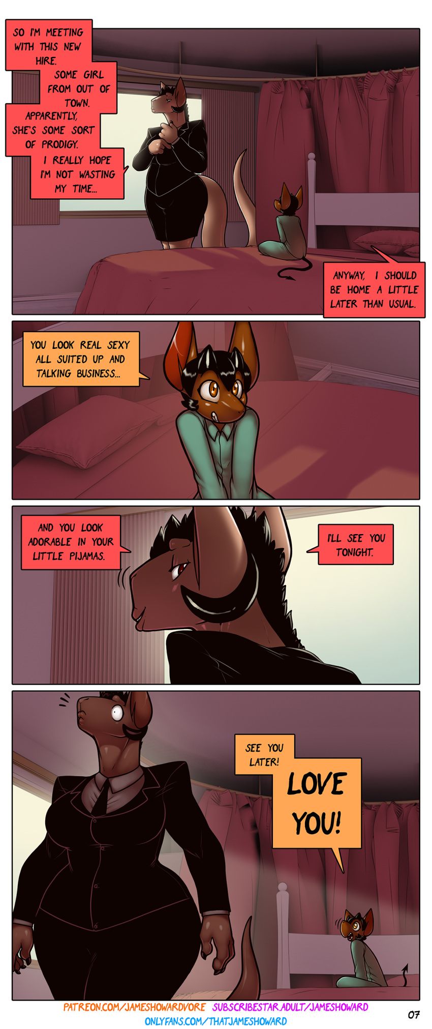 aamon_(james_howard) absurd_res anthro bat comic demon dialogue duo gynomorph hi_res intersex intersex/male james_howard male mammal onlyfans patreon subscribestar tina_(james_howard)