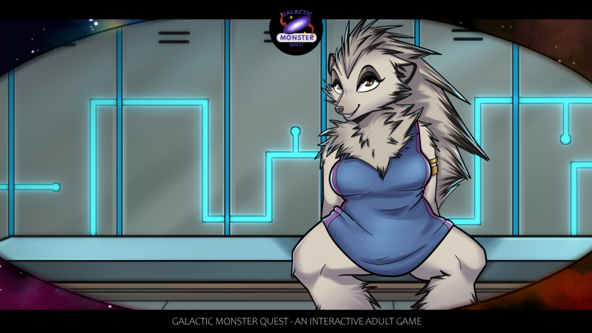 alien anthro bedroom_eyes dating_sim female galactic_monster_quest galacticmonsterquest mammal monster narrowed_eyes porcupine rodent seductive sfw_version solo