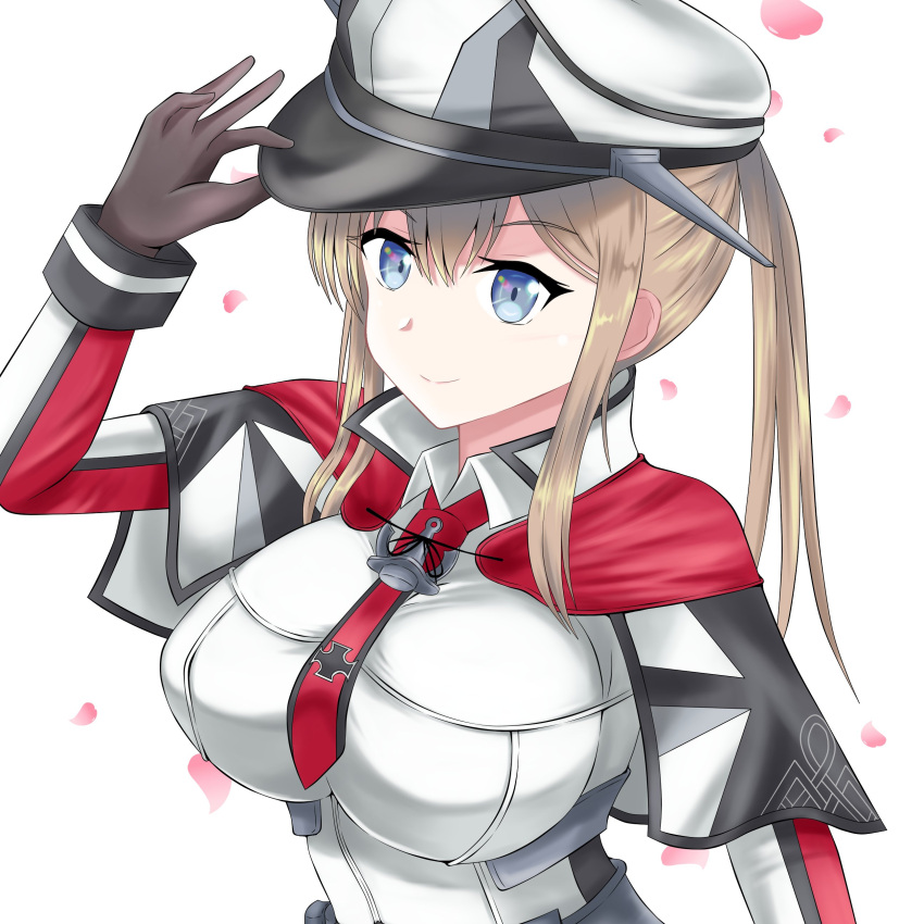 absurdres capelet celtic_knot country_connection cross graf_zeppelin_(kancolle) hat highres iron_cross kantai_collection military_hat military_uniform nipa_(graf_xsr900) peaked_cap twintails uniform