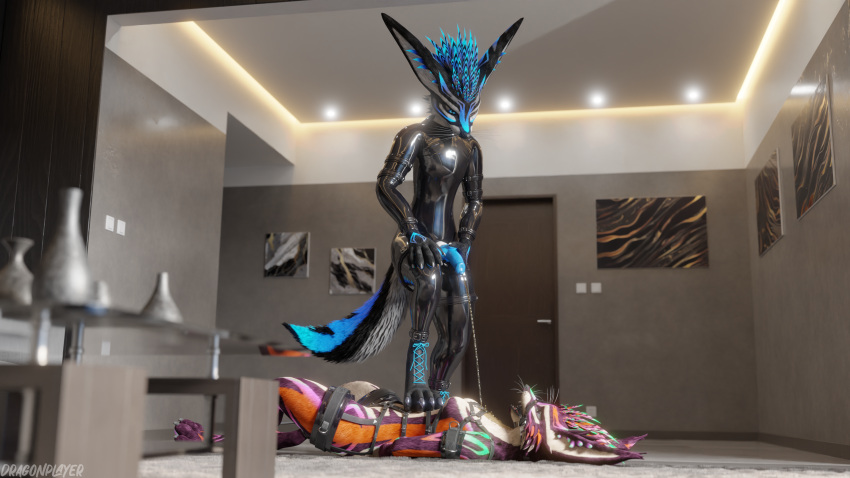 16:9 3d_(artwork) 4k absurd_res animal_genitalia animal_penis anthro anthro_on_anthro arms_tied balls bdsm biped blender_(software) blender_cycles blue_body blue_penis bodily_fluids bondage bondage_gear boots bound breasts canid canine claws clothing cuff_(restraint) cuffs_(clothing) degradation digital_media_(artwork) dominant dominant_male dragonplayer dragonplayer_(character) drinking duo eye_contact feet female foot_fetish foot_on_chest footwear forced fox fur furniture gag gagged genital_fluids genitals hand_on_penis hands_behind_back harness hi_res hindpaw humiliation inside knot latex latex_clothing legs_tied living_room looking_at_another lying_on_ground male male/female male_peeing mammal multicolored_body muzzle_gag on_ground open_mouth orange_body paw_on_belly paws peeing peeing_on_another penis reflection restraints rexouium ring_gag rubber rubber_clothing rubber_suit slim slim_anthro slim_male slim_sub smile spreader_bar standing submissive submissive_female tail tight_clothing toes urine urine_on_belly urine_on_body urine_on_chest urine_pool urine_stream watersports white_body widescreen xfauxfox