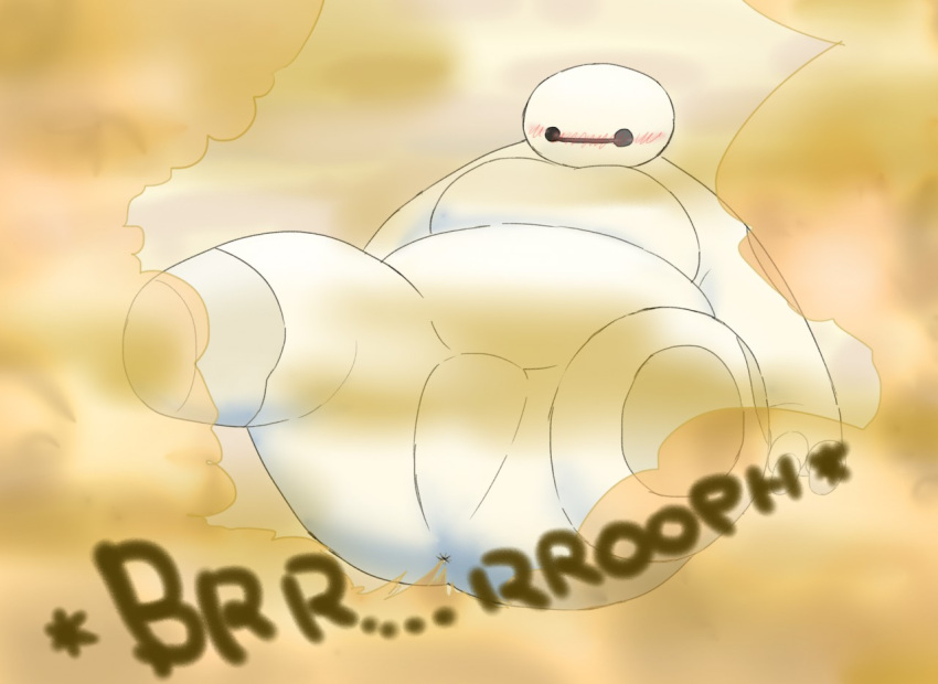 2014 anus baymax big_hero_6 blush bobtank butt disney embarrassed fart fart_cloud fart_fetish humanoid machine male marvel not_furry robot robot_humanoid solo sound_effects text white_body