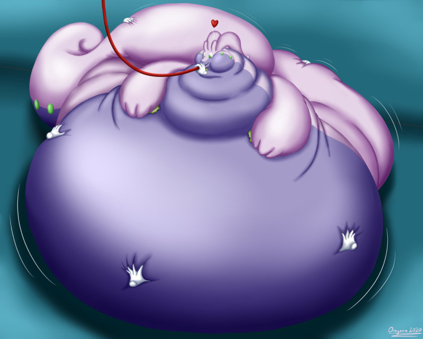 &lt;3 2020 ambiguous_gender belly belly_expansion belly_inflation belly_squish big_belly big_butt blue_background butt butt_expansion butt_squish cheek_bulge colored digital_media_(artwork) disembodied_hand expansion generation_6_pokemon goodra green_eyes hose_in_mouth hose_inflation huge_butt huge_cheeks hyper hyper_belly hyper_butt immobile inflation inflation_fetish morbidly_obese morbidly_obese_ambiguous nintendo obese obese_ambiguous oregene overweight overweight_ambiguous pokemon pokemon_(species) purple_body purple_tail red_hose shaded simple_background smile solo squish stuffing swelling tail tail_squish thick_tail weight_gain