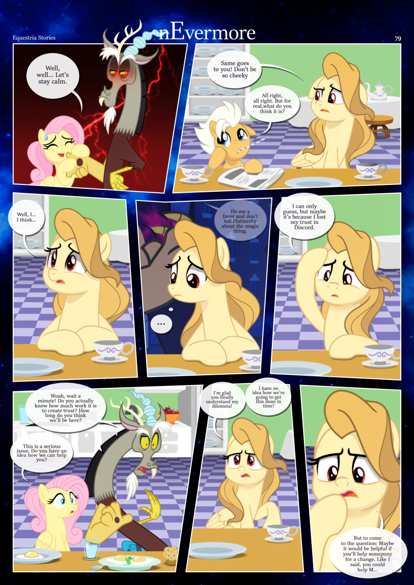 absurd_res alice_goldenfeather_(estories) anthro black_border border brother_(lore) brother_and_sister_(lore) chimera container cup cutie_mark dialogue discord_(mlp) draconequus earth_pony equid equine estories fable_(estories) female feral floor fluttershy_(mlp) folded_wings friendship_is_magic furniture group hasbro hi_res horse inside kitchen male mammal my_little_pony narrowed_eyes one_ear_up open_mouth pegasus pony red_lightsaber sibling_(lore) sister_(lore) straw straw_in_mouth table tea_cup tile tile_floor water_glass wings