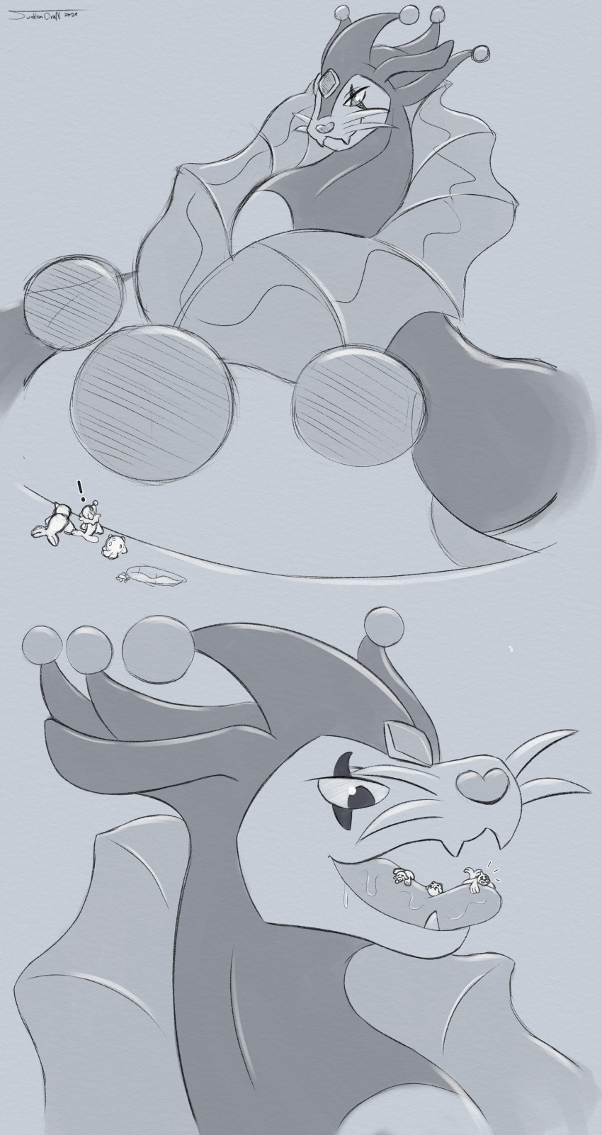 2021 absurd_res ambiguous_gender comic digital_media_(artwork) fan_character greyscale hi_res in_mouth low-angle_view macro mammal marine micro monochrome nintendo on_tongue pinniped plotseajok pokemon sea_lion seal suddendraft