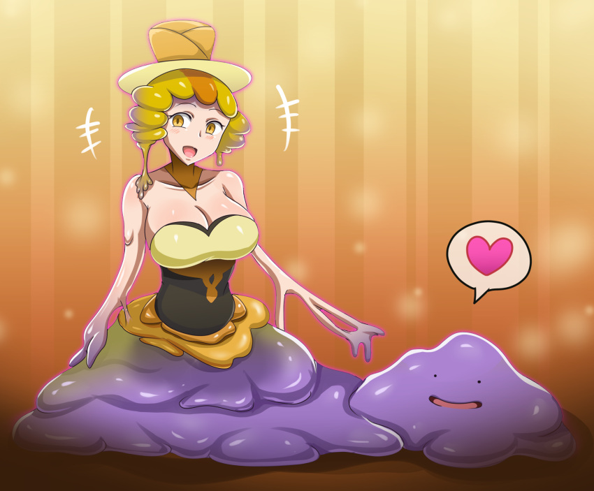 &lt;3 2023 3_fingers 4_fingers alternate_species ambiguous_gender assimilation battle_chatelaine_nita big_breasts blonde_hair blush breast_expansion breasts clone cloned clothing digital_media_(artwork) ditto_(pokemon) dot_eyes duo expansion falling_apart female female/ambiguous fingers generation_1_pokemon glistening glistening_body goo_hair hair hat headgear headwear hi_res kuro-bee long_fingers merging monster_girl_(genre) motion_lines multicolored_body neckwear nintendo open_mouth pokemon pokemon_(species) possession pseudo_hair purple_hair purple_slime short_hair simple_background smile speech_bubble symbol transformation two_tone_body white_body white_skin yellow_eyes