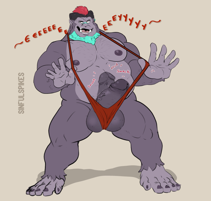 2023 6pklion absurd_res alternate_version_at_source anthro ape balls balls_slip barazoku beard belly biceps big_penis bikini body_hair bouncing_penis bruiser_(6pklion) clothing english_text facial_hair full-length_portrait genitals gorilla hairy_balls haplorhine hi_res ineffective_clothing male mammal mankini moobs musclegut muscular muscular_anthro muscular_male nipples onomatopoeia overweight overweight_anthro overweight_male penis poking_out portrait pose presenting presenting_penis primate sling_bikini smack_(sound_effect) solo sound_effects swimwear text thick_thighs vein veiny_penis