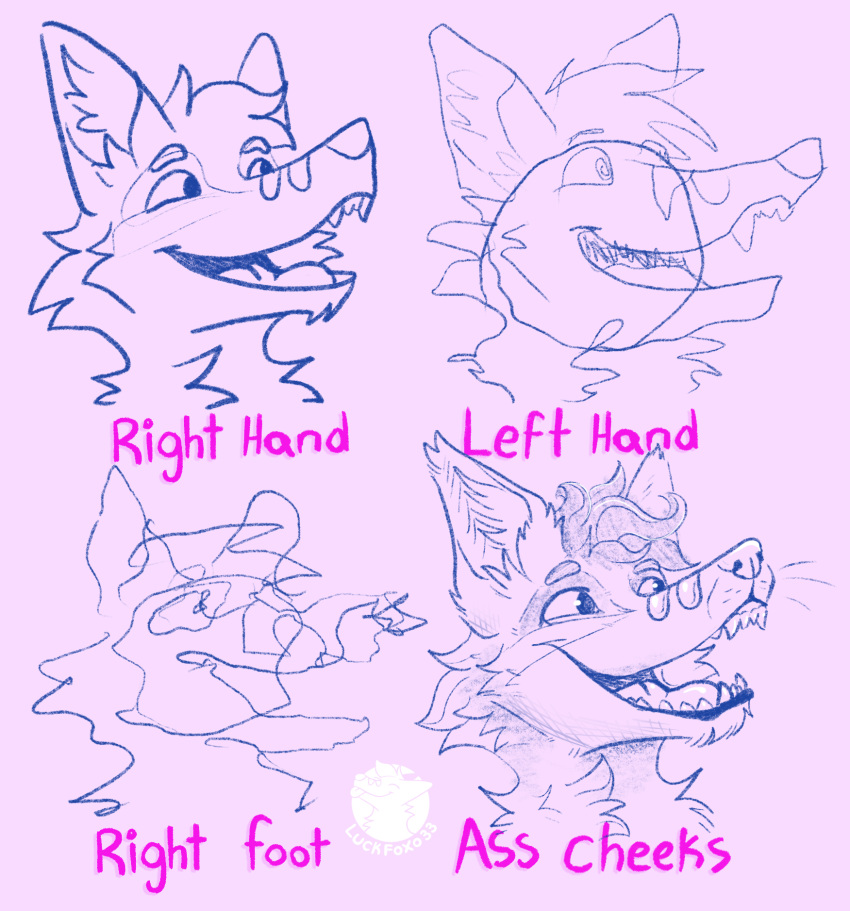 andromorph_(lore) anthro canid canine cheek_tuft chin_tuft drawing_challenge english_text facial_tuft fangs fox half-closed_eyes hi_res inner_ear_fluff lips luckfoxo33 male mammal monochrome narrowed_eyes neck_tuft open_mouth open_smile smile solo teeth text thick_bottom_lip tolng trans_(lore) trans_man_(lore) tuft