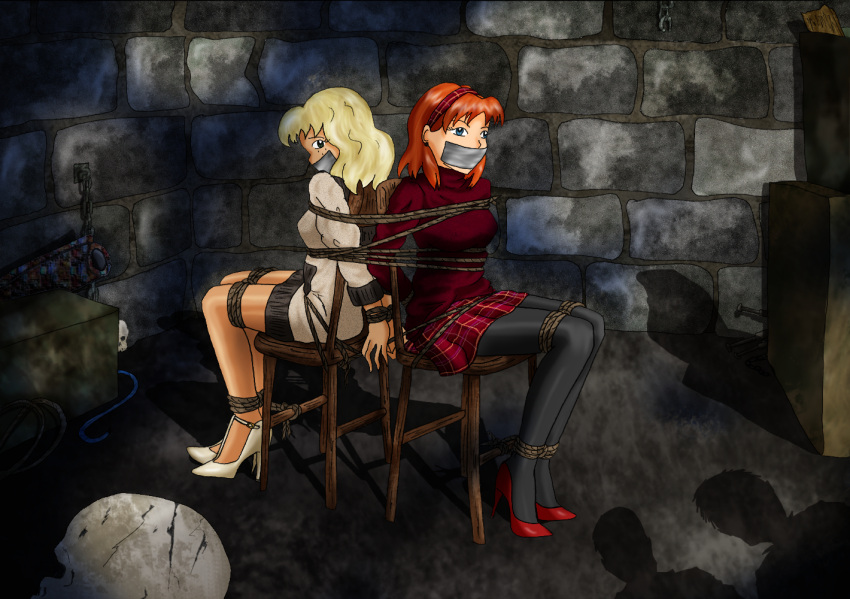 anna_keyer bdsm bondage bound bound_ankles bound_legs bound_wrists castle chrystel damsel_comics distress dungeon gagged keyer_and_chrystel kidnapped original red_hair skirt