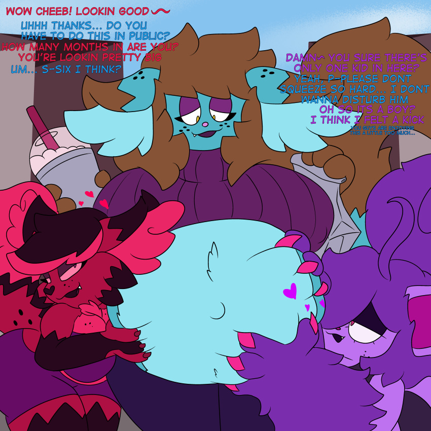 absurd_res belly chibi_(chibitay) chibitay crystal_(chibitay) female grope groping_belly groping_from_behind hi_res pregnant pregnant_anthro pregnant_female spice_(chibitay)