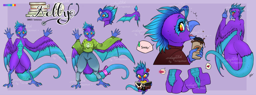 absurd_res anthro avian blush cockatrice coffee_cup container cup european_mythology fan_character female genitals hi_res model_sheet mythological_avian mythology natt333 pussy scalie signature solo watermark