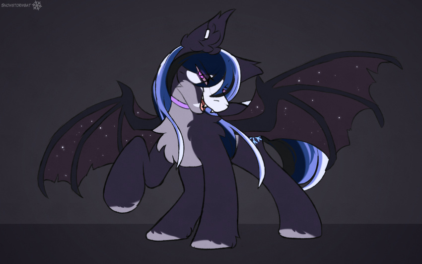 absurd_res bat_pony bodypaint equid equine hasbro hi_res horse male mammal midnight_snowstorm my_little_pony pony smile snowstormbat solo standing