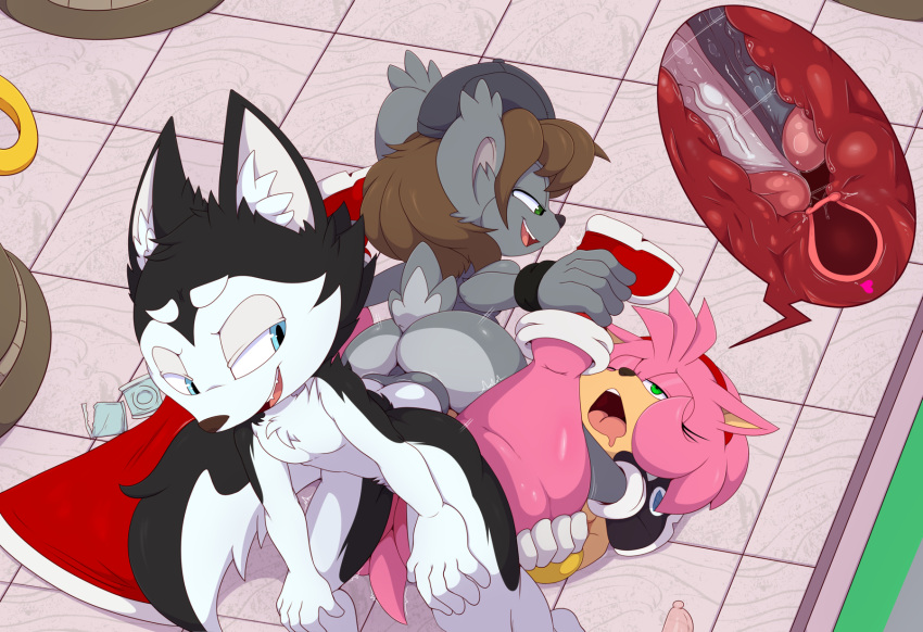 amy_rose anthro anthro_on_anthro anthro_penetrated anthro_penetrating anthro_penetrating_anthro balls balls_touching bigdon1992 butt canid canine double_penetration double_vaginal eulipotyphlan female female_penetrated fur genitals grey_body grey_fur group group_sex hedgehog hi_res male male/female male_penetrating male_penetrating_female mammal penetration penile penile_penetration penis penis_in_pussy sega sex sonic_the_hedgehog_(series) thick_thighs threesome vaginal vaginal_penetration