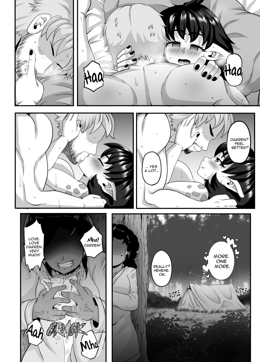 absurd_res angry big_breasts breasts comic dialogue english_text female gobin hi_res human human_on_humanoid humanoid interspecies kissing male male/female mammal martincorps monochrome not_furry nude sex text