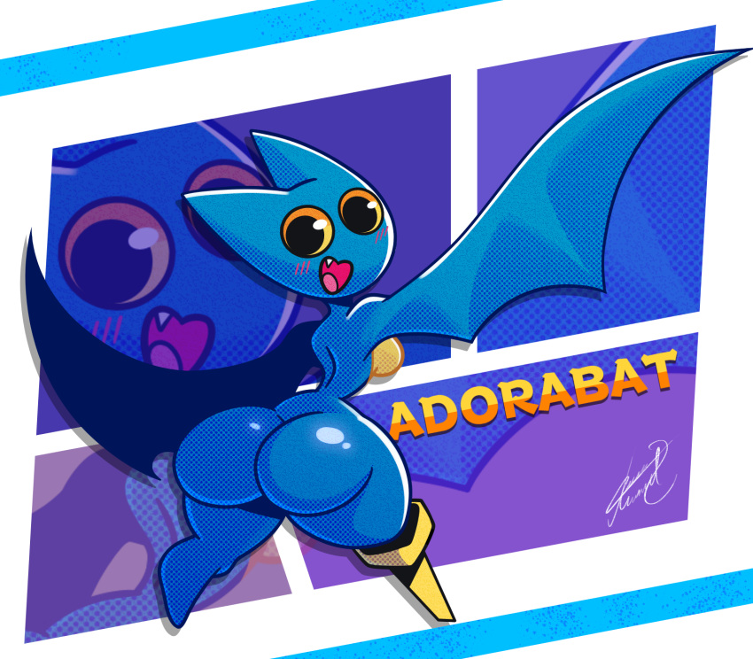 adorabat animal_humanoid anthro bat big_breasts big_butt blush breasts butt cartoon_network female hi_res huge_butt huge_thighs humanoid juanp1arts mammal mammal_humanoid mao_mao:_heroes_of_pure_heart membrane_(anatomy) membranous_wings multicolored_body nude smile solo text thick_thighs wings
